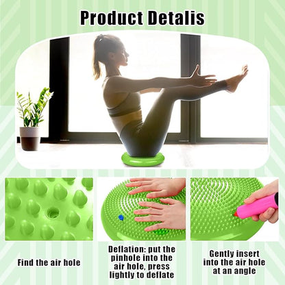 2 Pcs Wiggle Seat Inflated Wobble Cushion Flexible Balance Disc with Air Pump for Core Stability Strengthening Improving Posture Physical Exercise