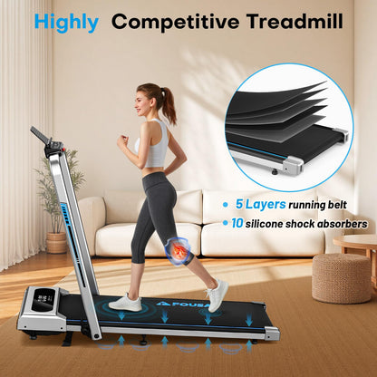 FOUSAE 5 in 1 Foldable Treadmill, 7.5 MPH Treadmills for Home with App Compatible, Treadmill with