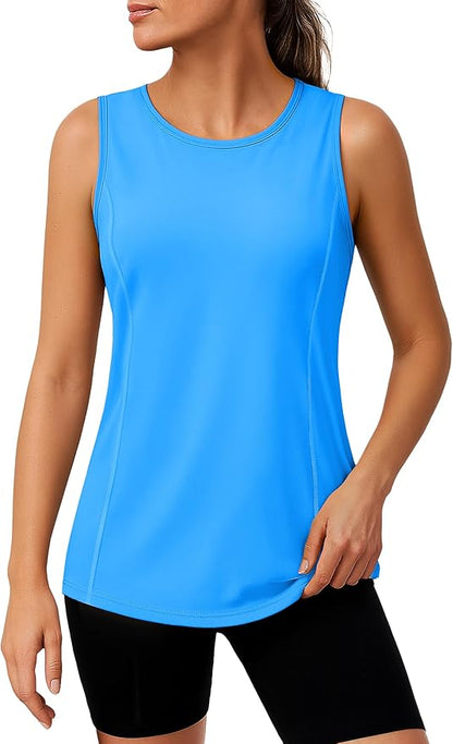 TACVASEN Women's UPF 80+ Workout Tank Top Sleeveless Quick Dry Sun Protection Hiking Athletic Gym Yoga Running Shirts