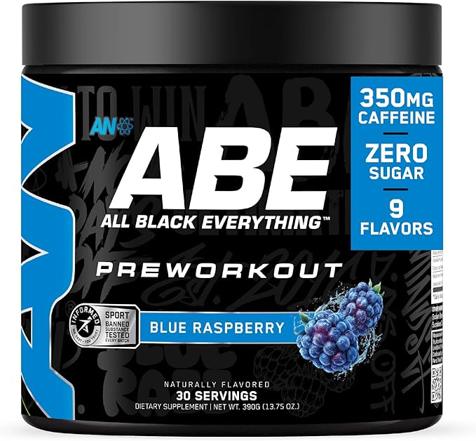 All Black Everything Pre Workout Powder | 30 Servings | Blue Razz | 350mg Caffeine | Nootropic Pre-Workout Blend | Beta Alanine + Citrulline | Energy Supplement for Men and Women
