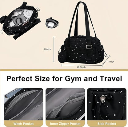 CAMTOP Mini Gym Bag for Women, Small Gym Tote Bag Puffy Quilted Sports Duffel Bag with Wet Compartment and Coin Purse Duffel Bags Dance Yoga Workout Bag