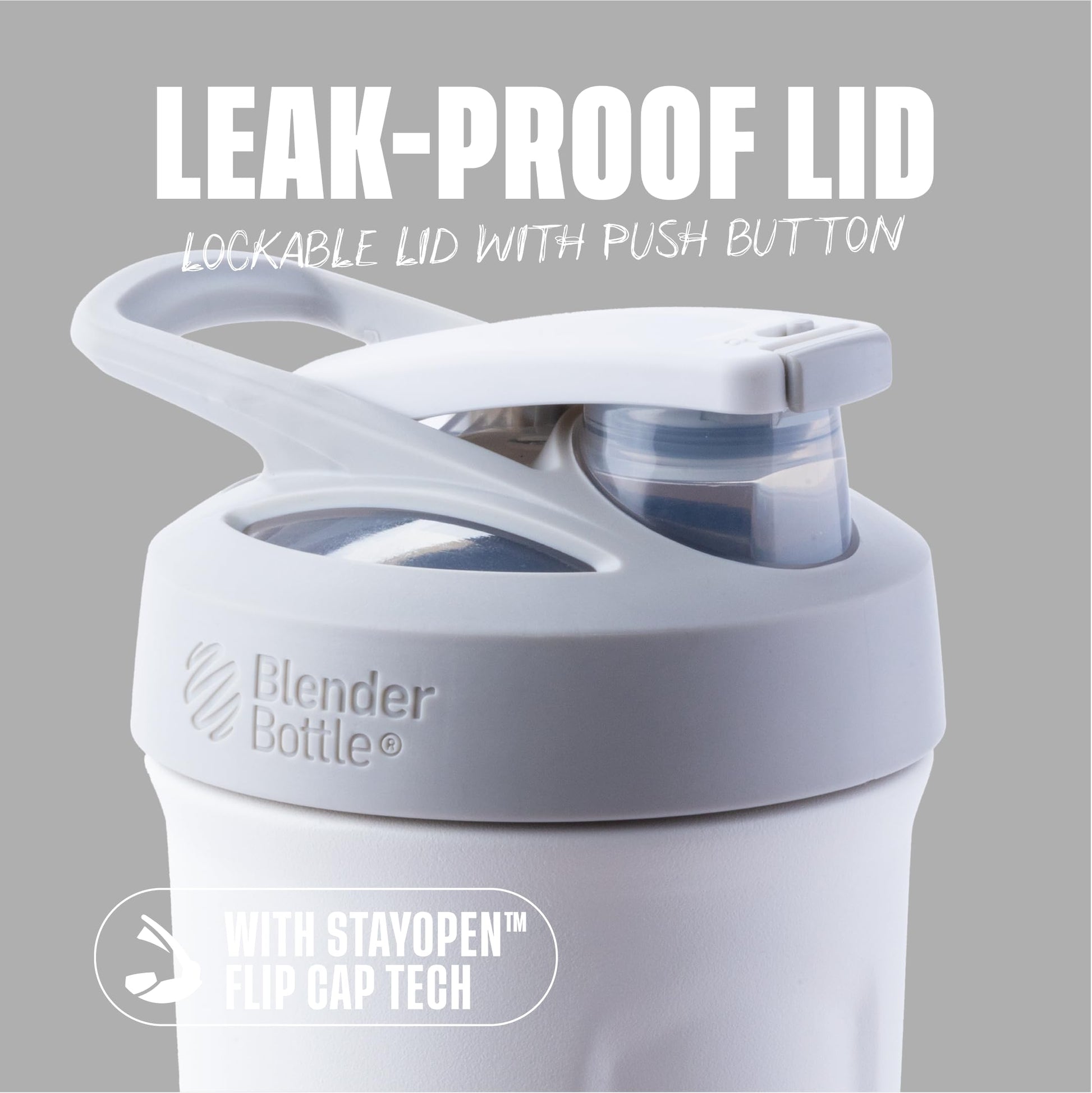 BlenderBottle Sport Flip Stainless Steel Shaker Bottle 24 oz White