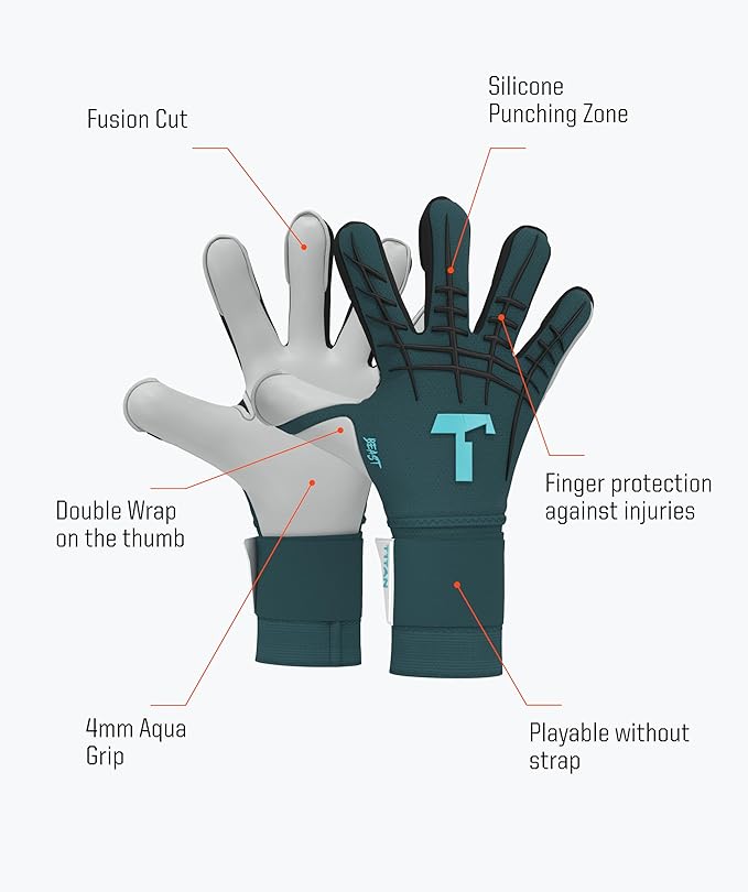 T1TAN Beast Goalkeeper Gloves - with Finger Protection - Soccer Goalie Gloves Adult - Professional Goal Keeper Gloves for Youth, Men & Women - Size 6-11