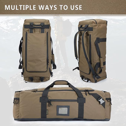 105l Large Duffel Bag For Travel, Gym & Sports - Water Repellent Polyester, Hidden Straps, Shoe Compartment - Perfect Luggage Duffle Bag Or Backpack For Men & Women