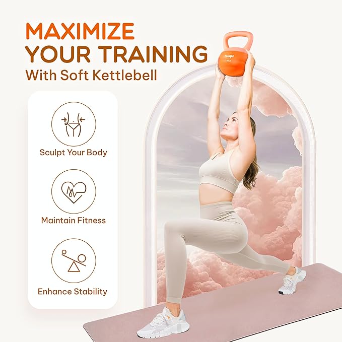 Yes4All Soft Kettlebell, PVC Kettlebells Exercise Weights & Color-Coded Strength Training Kettlebells with 4 Options (5,10,15,20lb), Gentle Hand Weights for Women at Home