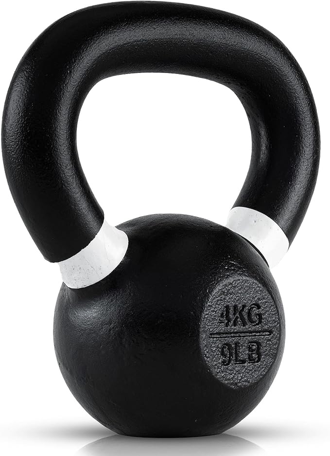 Single Cast Iron Kettlebell | Powder Coated - Wide Handle Weights for Core & Glute Workouts; Swings, Squats, Deadlifts; Strength, Endurance & Flexibility for Men & Women