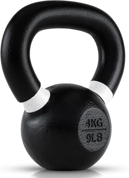 Single Cast Iron Kettlebell | Powder Coated - Wide Handle Weights for Core & Glute Workouts; Swings, Squats, Deadlifts; Strength, Endurance & Flexibility for Men & Women