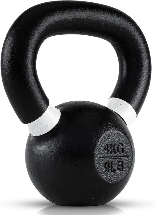 Single Cast Iron Kettlebell | Powder Coated - Wide Handle Weights for Core & Glute Workouts; Swings, Squats, Deadlifts; Strength, Endurance & Flexibility for Men & Women