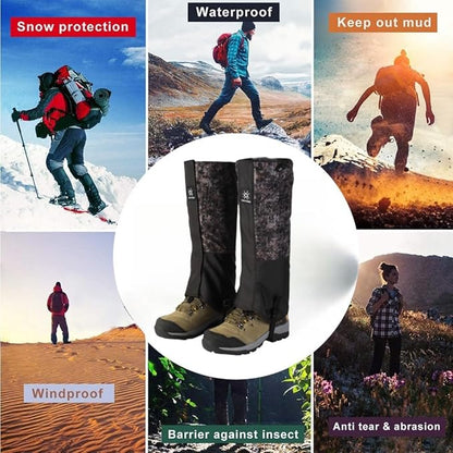 Waterproof Hiking Gaiters,Snow Boot Gaiters with Rubber Foot Strap,Lightweight and Adjustable,for Men and Women Hiking,Skiing,Mountaineering,Walking,etc.