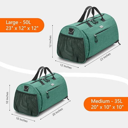 TOPDesign Gym Bag for Women & Men, Unisex Duffel Bag with Shoe Compartment & Wet Pocket for Travel Sports Gym (M Textured Green)