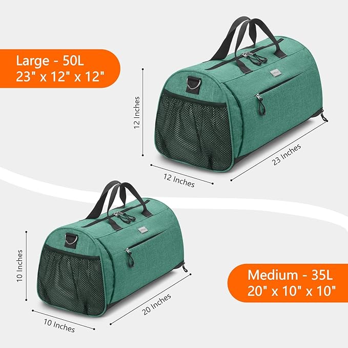TOPDesign Gym Bag for Women & Men, Unisex Duffel Bag with Shoe Compartment & Wet Pocket for Travel Sports Gym (L Textured Green)