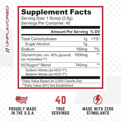 Purus Labs NOXYGEN Powder, 40 Servings (Unflavored), Pack of 2