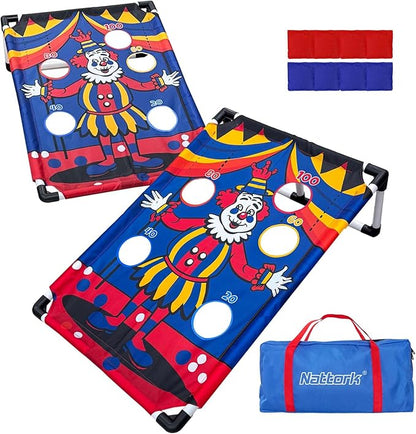 Portable Cornhole Set with 2 Collapsible Cornhole Boards, 8 Cornhole Bean Bags and Carrying Case for Yard Toss Game, Indoor Outdoor Camping Games for Adults Family (3 x 2-feet)