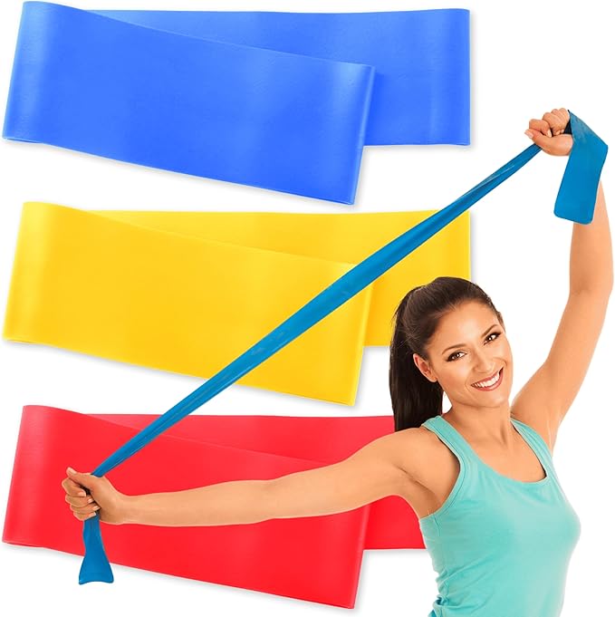RMS Resistance Bands with Instruction Guide & Carry Bag - Latex Free Exercise Band for Working Out, Physical Therapy, Rehab, Stretch, Yoga & Pilates, Set of 3