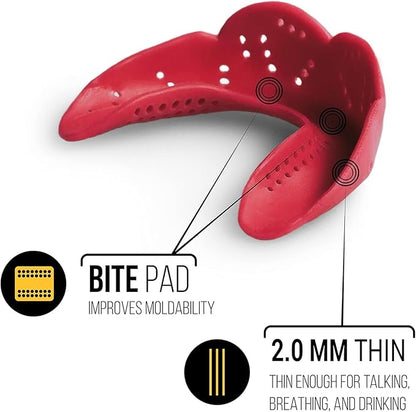 SISU Aero Medium Mouthguard, Hot Pink - 1.6mm Thin - Custom-Molded Fit - Slim Design - Remoldable Up to 20 Times - for Team Sports - Non Toxic