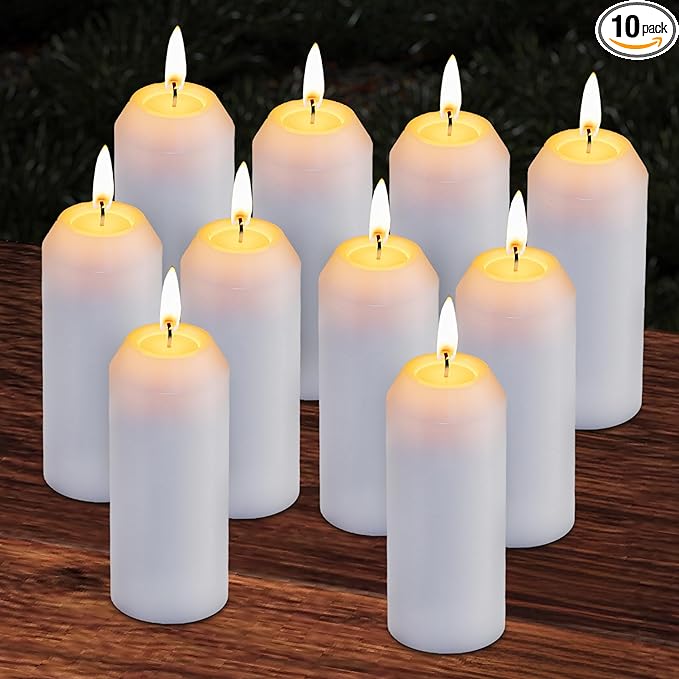 10Pack 15H+ Emergency Candles Long Burning Survival [20H+ Inside Candle Lanterns], 3“ Unscented White Pillar Candle, Survival Candles for Power Outage, Camping, Hurricane
