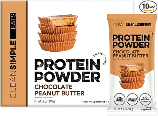 Clean Simple Eats Whey Protein Powder, Chocolate Peanut Butter Flavor Naturally Sweetened, 100%