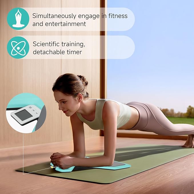 Pure Plank Board - Core Trainer Balance Board for Ab Workout, 360° Tilt & Twist Design, Multi-Functional Handle, Phone Holder & Maze Game, Elbow Pad, Fluorescent Green - Core Strengthening Equipment