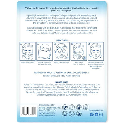 Ebanel 40 Pack Collagen Face Mask with Hyaluronic Acid, Vitamin C, Peptide, Aloe, Instant Brightening Hydrating Face Masks Skincare Korean Sheet Mask, Skin Firming, Lifting Anti Aging Facial Masks