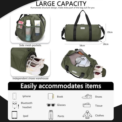 BE SMART Waterproof Mens Gym Bag with Shoe Compartment, Duffle Bag with Wet Pocket for Men, Lightweight Large Sport Duffel Bag NO Tpu Pocket for Overnight Weekender, Fitness, Swim, Boxing,Travel