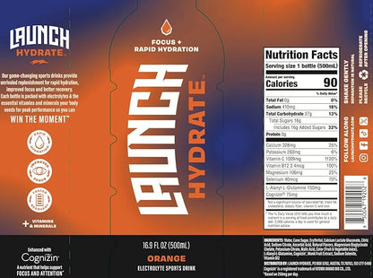 Sports Drink 12-Pack – Orange Flavor – Real Cane Sugar, 3x Electrolytes, Cognizin for Focus, Natural Juice, No Artificial Dyes – Trusted by Perfect Game