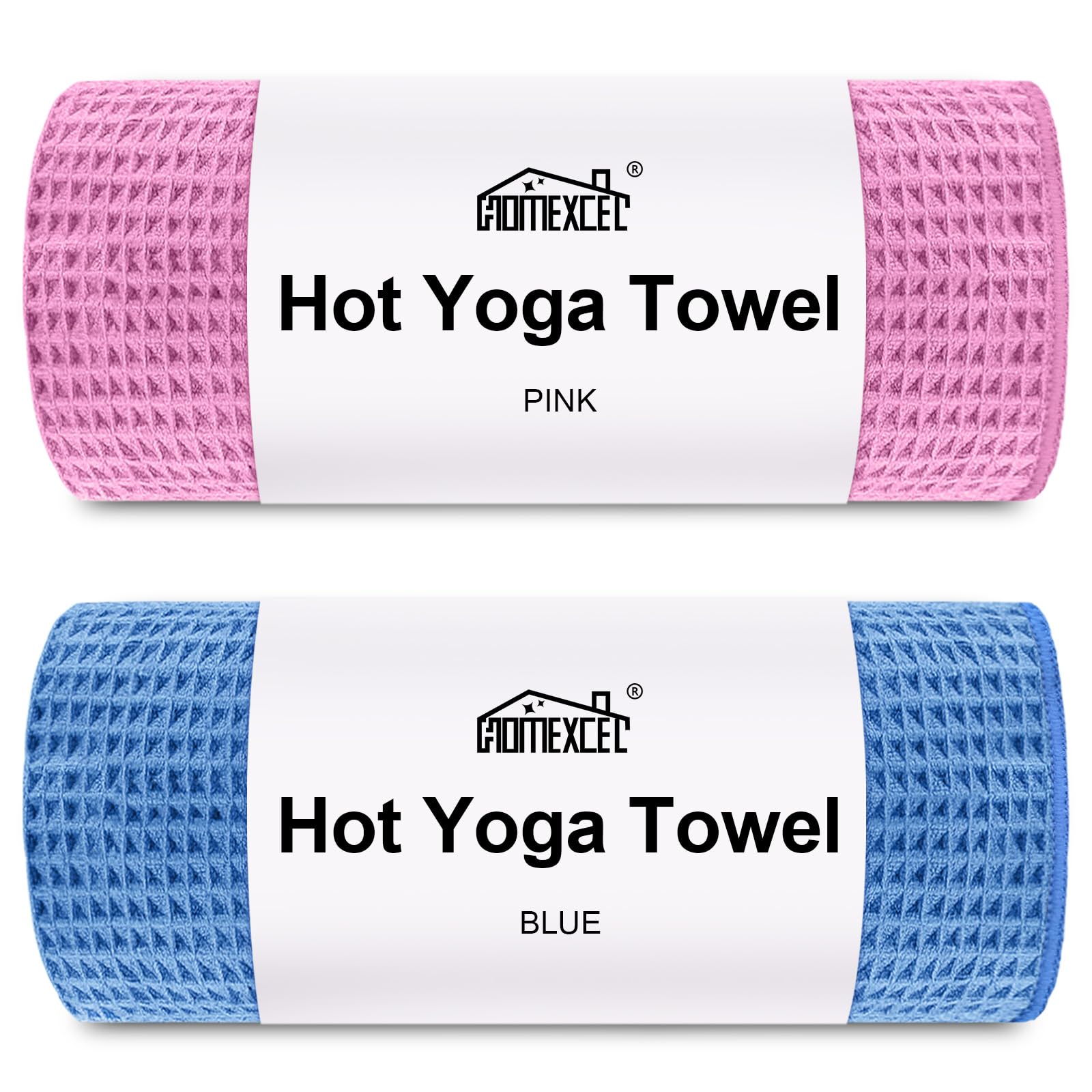 HOMEXCEL 2PK Yoga Mat Towels for Hot Workout, Ultra-Absorbent, 26.5" x 72"