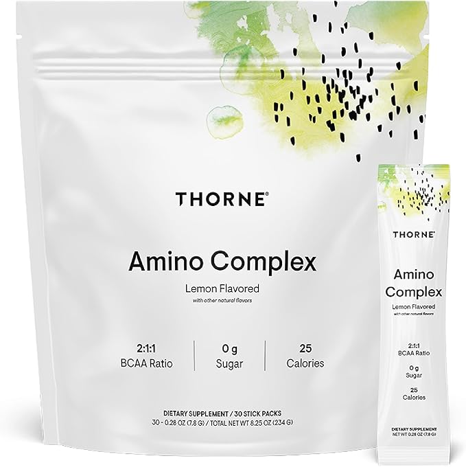 THORNE - Amino Complex - Clinically-Validated EAA and BCAA Powder for Pre or Post-Workout - Promotes Lean Muscle Mass & Energy Production* - NSF Certified for Sport - 30 Servings - 8.25 Oz - Lemon