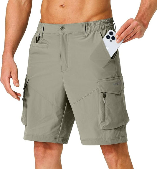 Men's Hiking Cargo Shorts Quick Dry Lightweight Travel Shorts with Multi Pockets for Fishing