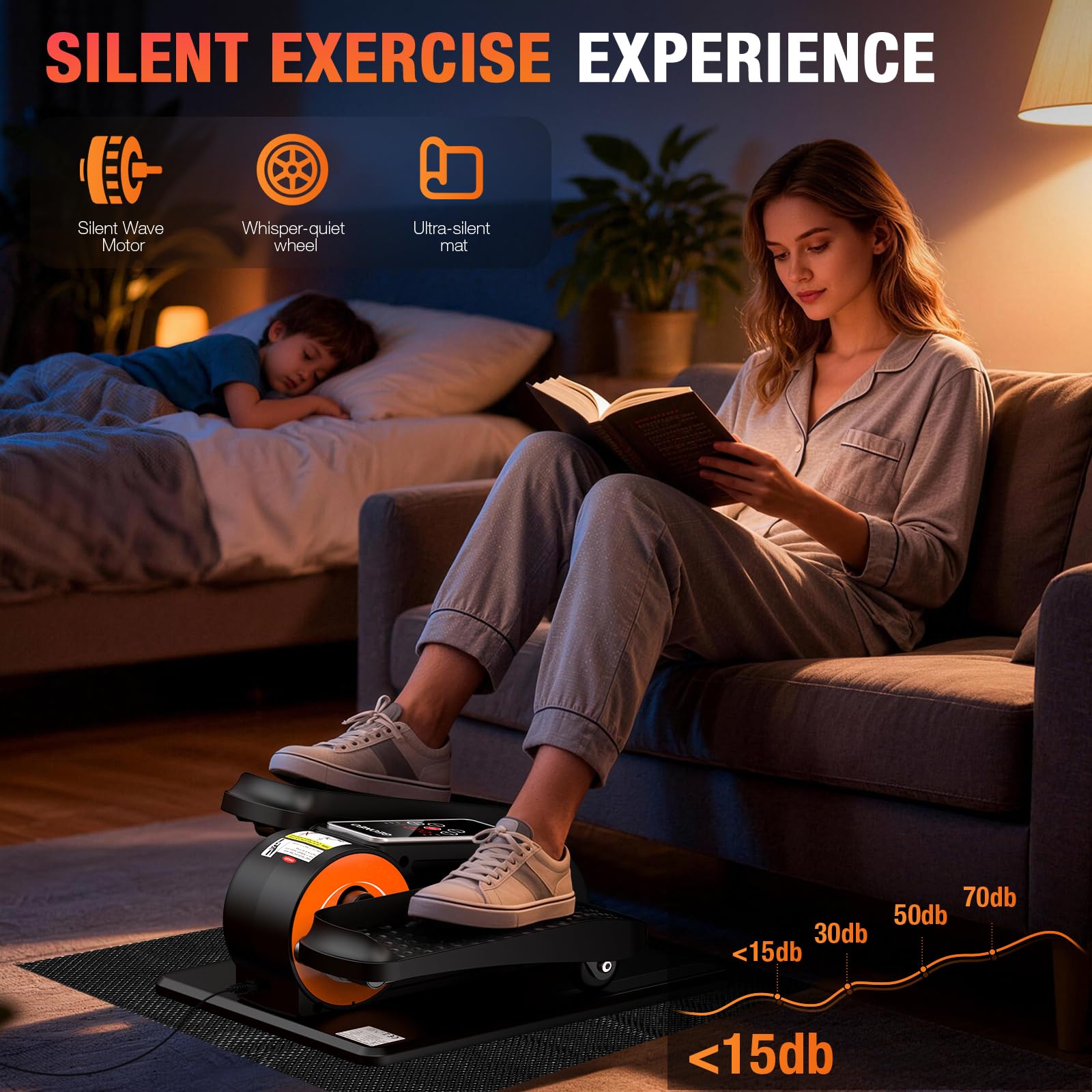 Under Desk Elliptical Machine, Electric Elliptical Leg Exerciser for Senior