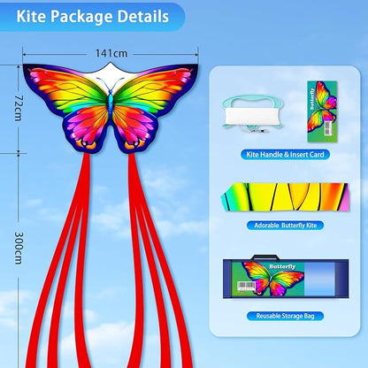 Butterfly Kites for Kids & Adults, Easy to Fly Design with Long Tail for Stability, for Kids Ages 4-8 & Beginners, Beach & Park Use | Family Outdoor Fun