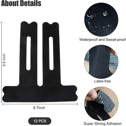 12pcs Precut Kinesiology Tape for Knees, Knee Tape for Knee Pain Relief Pre Cut, Elastic Knee Support & Stability, Breathable, Hypoallergenic Athletic Tape