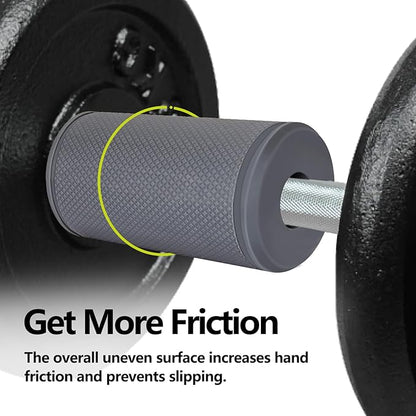 Hikeen Thick Bar Dumbbell Grips,Non Slip Hard Rubber Barbell Grips,Grips for Weight Lifting, Muscle Building-1.77", 2", 2.25" & 2.75" Outer Diameter