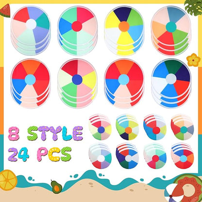 24 Pcs Foldable Flying Disc Fans with Bag Folding Pocket Gifts for Fun Birthday Camping Summer Outdoor Activities Party Favors, 8 Styles(Volleyball)