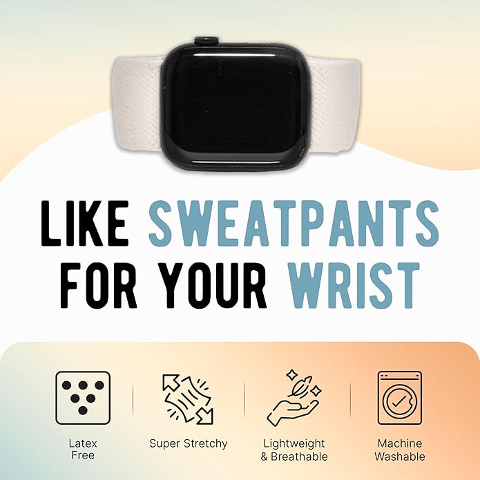 Braxley Bands - Organic Cotton Watch Bands For Women and Men, Compatible With All Apple Watch Sizes and Series - Washable, Sweat-Absorbent, Breathable Fit, Elastic Smart Watch Bands