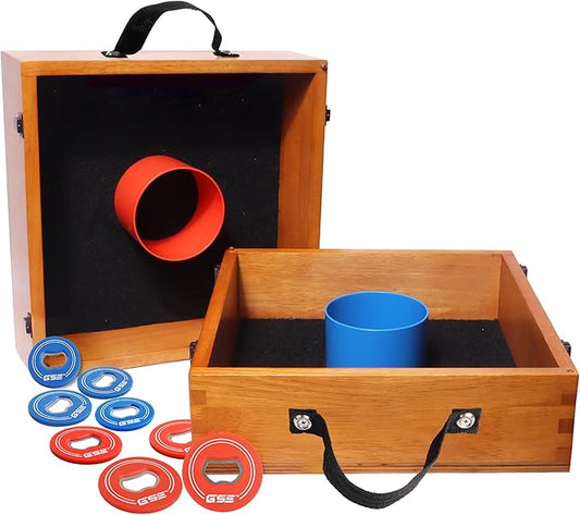 GSE Games & Sports Expert Premium Wood Washer Toss Game Set with 8 Washers with Bottle Opener for