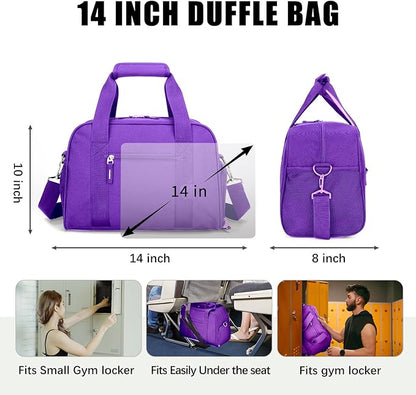 SeaRock 14 inch Small Gym Bag, Mini Duffel Bag for Women & Men, Carry On Lightweight for Travel Sport - Purple