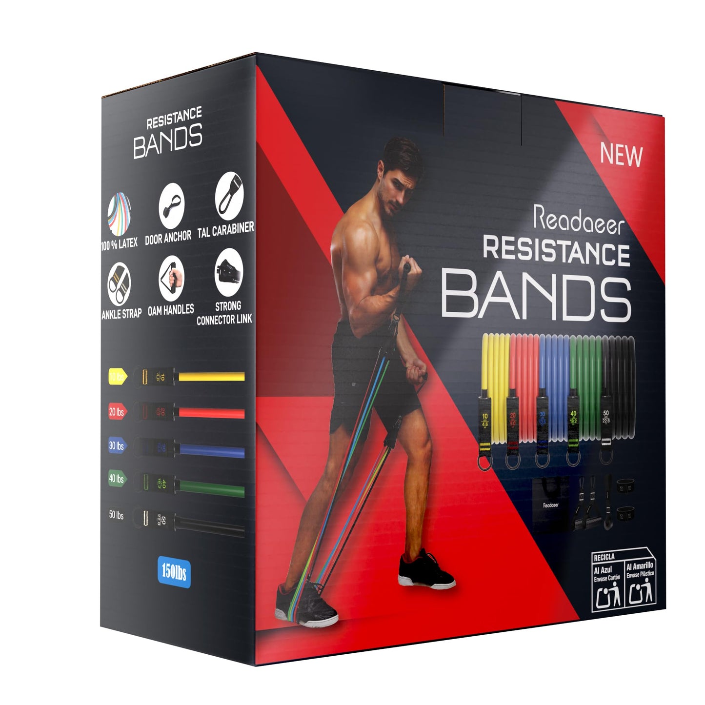 Readaeer Resistance Bands, Exercise Bands for Working Out with Handles