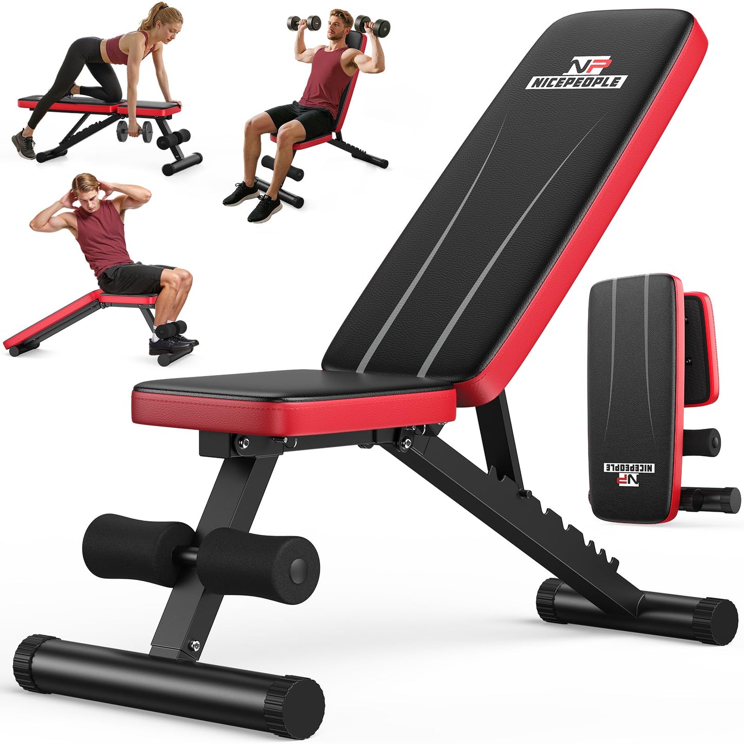 NICEPEOPLE Adjustable Weight Bench for Home Gym, 660LBS Capacity Workout Bench with 8 Backrests for