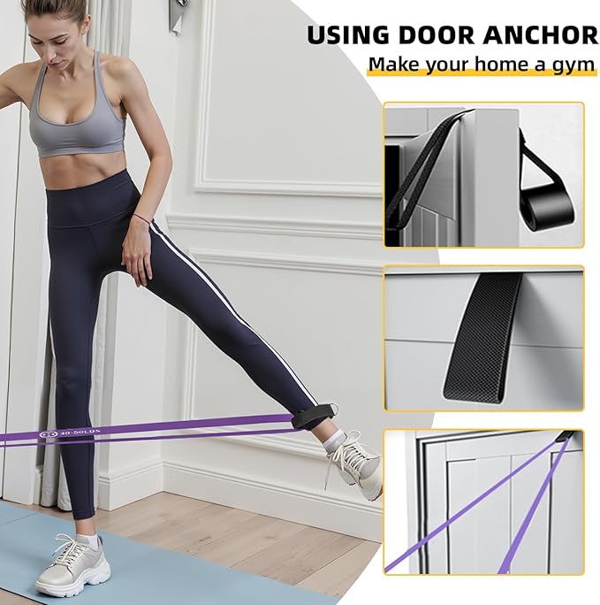 Exercise Bands，Set of 6 Resistance Bands for Working Out,Pull Up Bands Set,at Home Workout Equipment,Workout Bands for Men and Women,Instruction Guide and Carry Bag Included