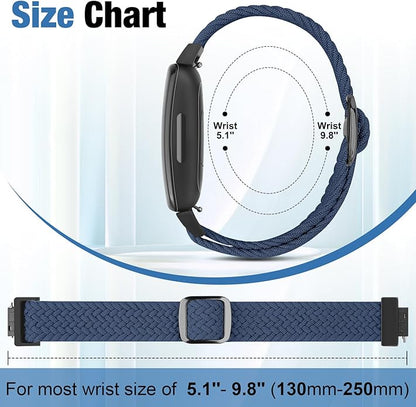 Elastic Braided Watch Band Compatible with Fitbit Inspire 3/Inspire 2/Inspire/Inspire HR/Fitbit ace 3/Ace 2, Adjustable Stretchy Strap Sport Nylon Loop Replacement Wristband for Fitbit Inspire