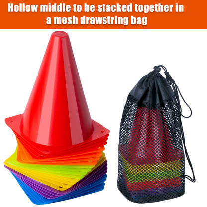 7 Inch Soccer Cones, 24 Pack Cones Sports Training Agility Field Marker Plastic Cones for Skating