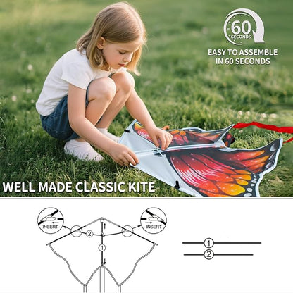 5 Pack Kites for Kids & Adults, Rainbow Butterfly Kite Delta Kites for Kids Age 4-8 8-12, Easy to Fly for Beginners, Easy to Assembled Colorful Kite for Beach Outdoor Toy Games & Family Trip
