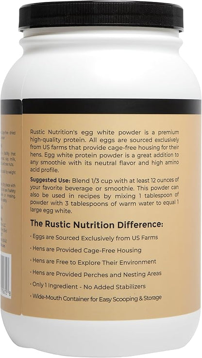 Cage-Free Egg White Protein Powder, USA-Sourced, 21g Protein, 0g Fat, 0g Sugar, 0g Cholesterol (Unflavored, 48 Oz)