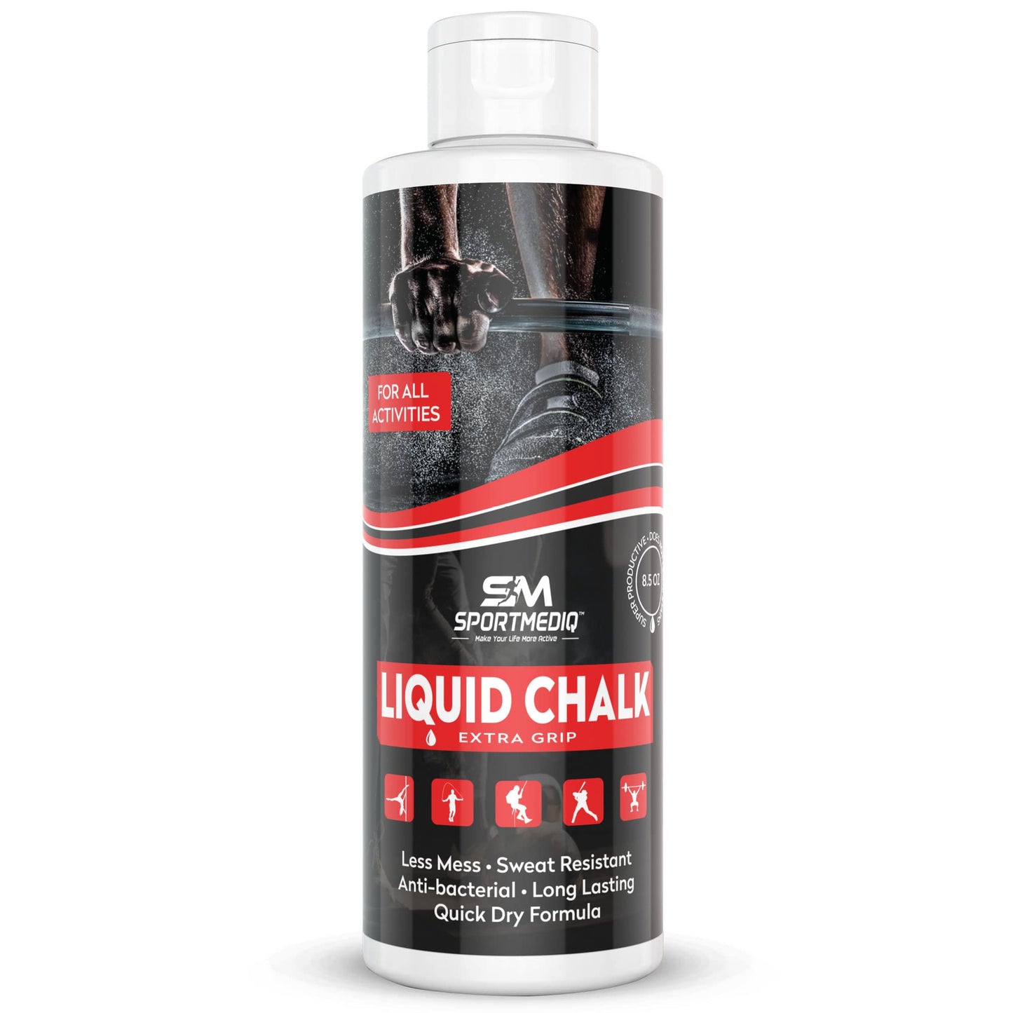 SPORTMEDIQ Pro Grade Liquid Chalk – Mess Free Professional Hand Grip for Gym, Weightlifting, Rock