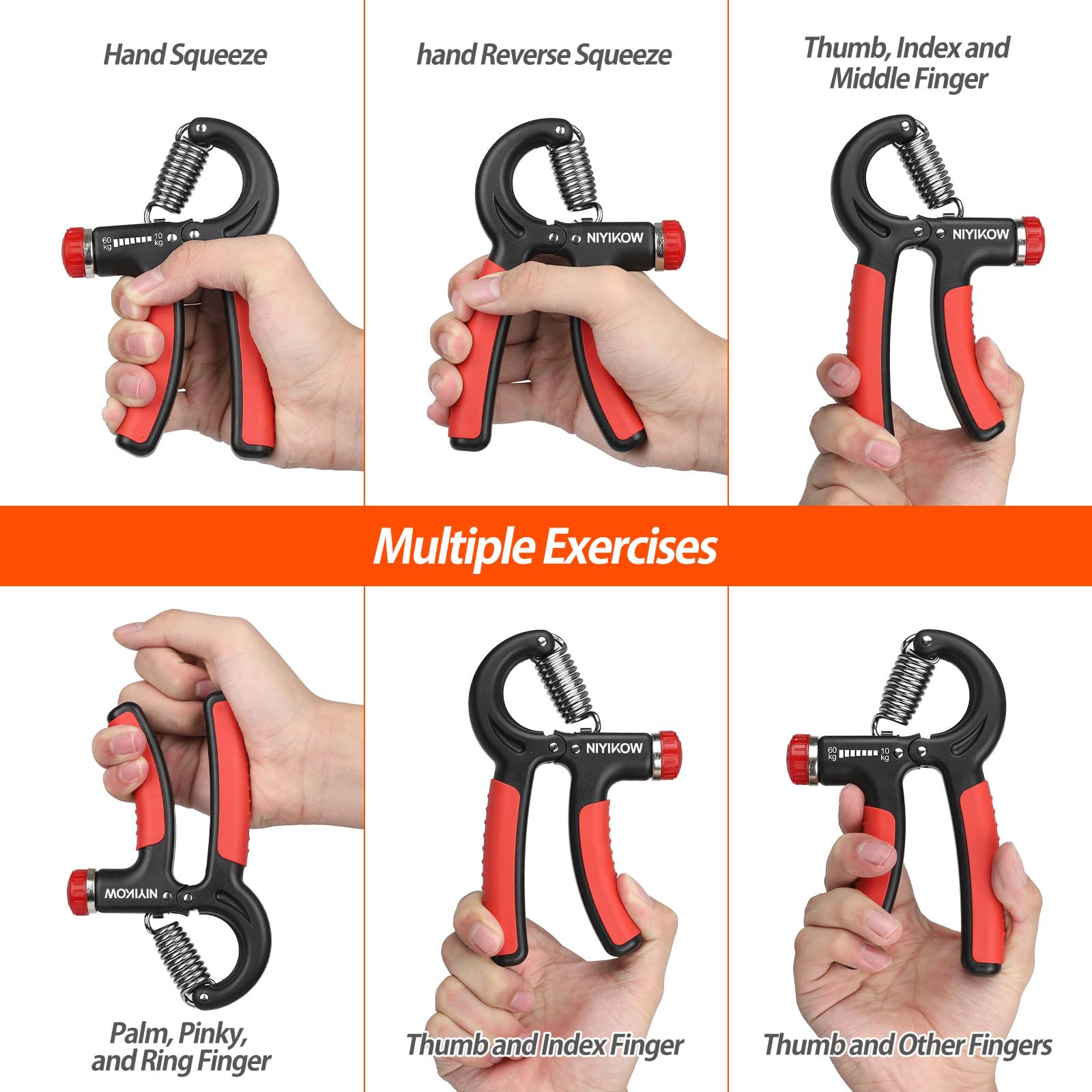 NIYIKOW Grip Strength Trainer, Hand Grip Strengthener, Grip Strengthener, Adjustable Resistance