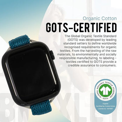 Braxley Bands - Organic Cotton Watch Bands For Women and Men, Compatible With All Apple Watch Sizes and Series - Washable, Sweat-Absorbent, Breathable Fit, Elastic Smart Watch Bands