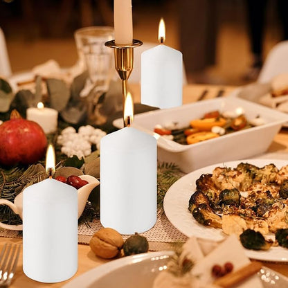 2"x4" High White Pillar Candles, Set of 20 Unscented. Bulk Buy. Ideal for Halloween, Wedding, Emergency Lanterns, Household, Wedding and Home Décor Candlesticks