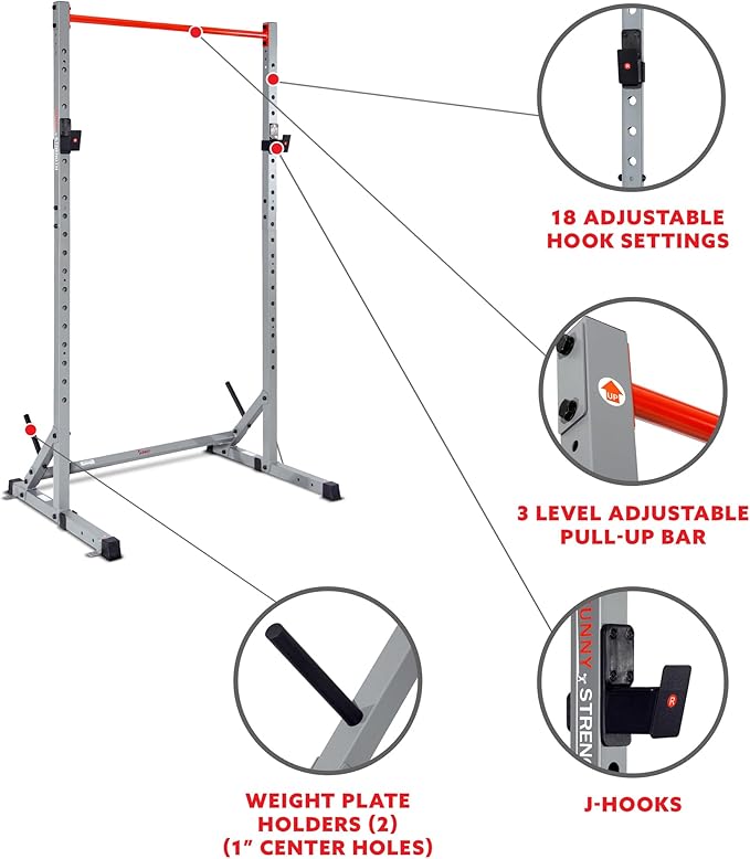 Sunny Health & Fitness Multifunctional Strength Training Home Gym ??Complete Workout Equipment with Training Attachments, Optional Squat Stand, Power Rack Cage, Adjustable Incline Bench