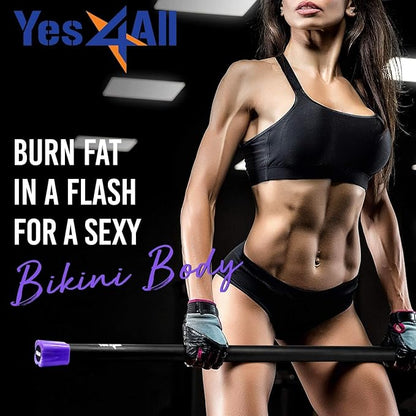 Yes4All Total Body Workout Weighted Bar, Resistance Band Bar, Racks for Strength Training, Exercise Bar for Yoga in Home and Gym - Single/Combo