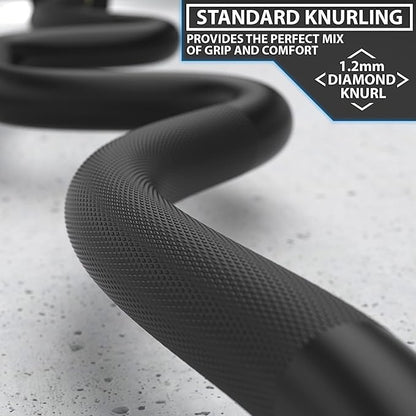 Synergee Commercial Super EZ Curl Olympic Bar Chrome, Black Phosphate and Red with Powder Coated Brass Bushings Excellent for Bicep Curls and Triceps Extensions